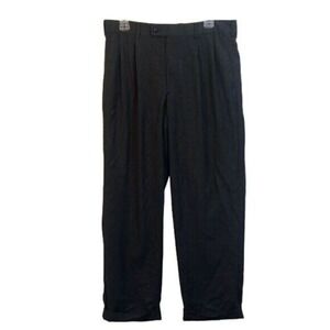 AXIST Mens 34x30 Black‎ Herringbone Pleated Dress Pants Career Office